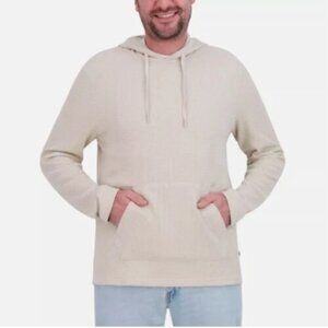 NEW Rainforest Mens M Beige Hooded Waffle-Knit Pullover Sweatshirt